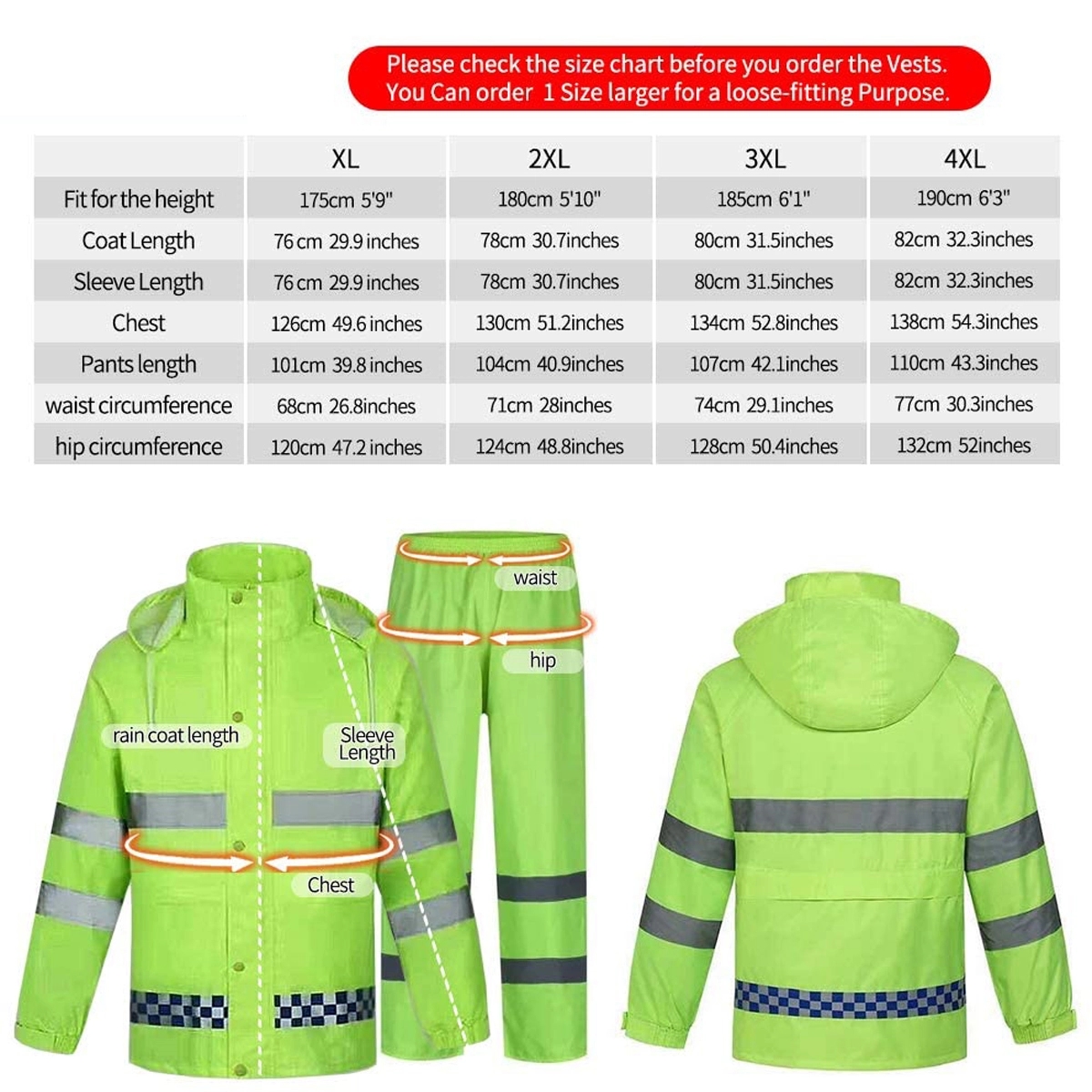 Reflective Raintcoat Sets with Pants 6