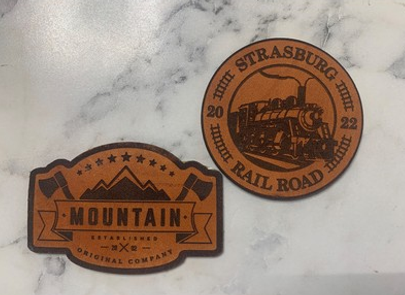 Genuine Leather Patch Custom Laser Engraved and Cut to any Shape 2