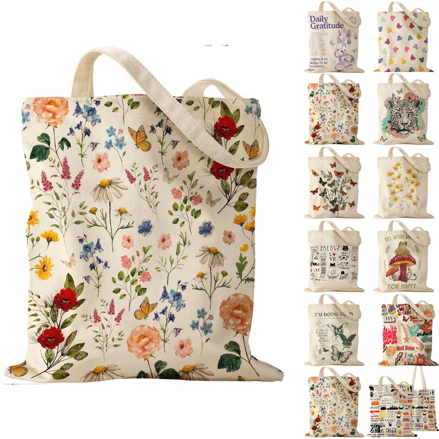 Large Capacity Open Top Canvas Tote Bag, custom tote bag with logo imprint 13