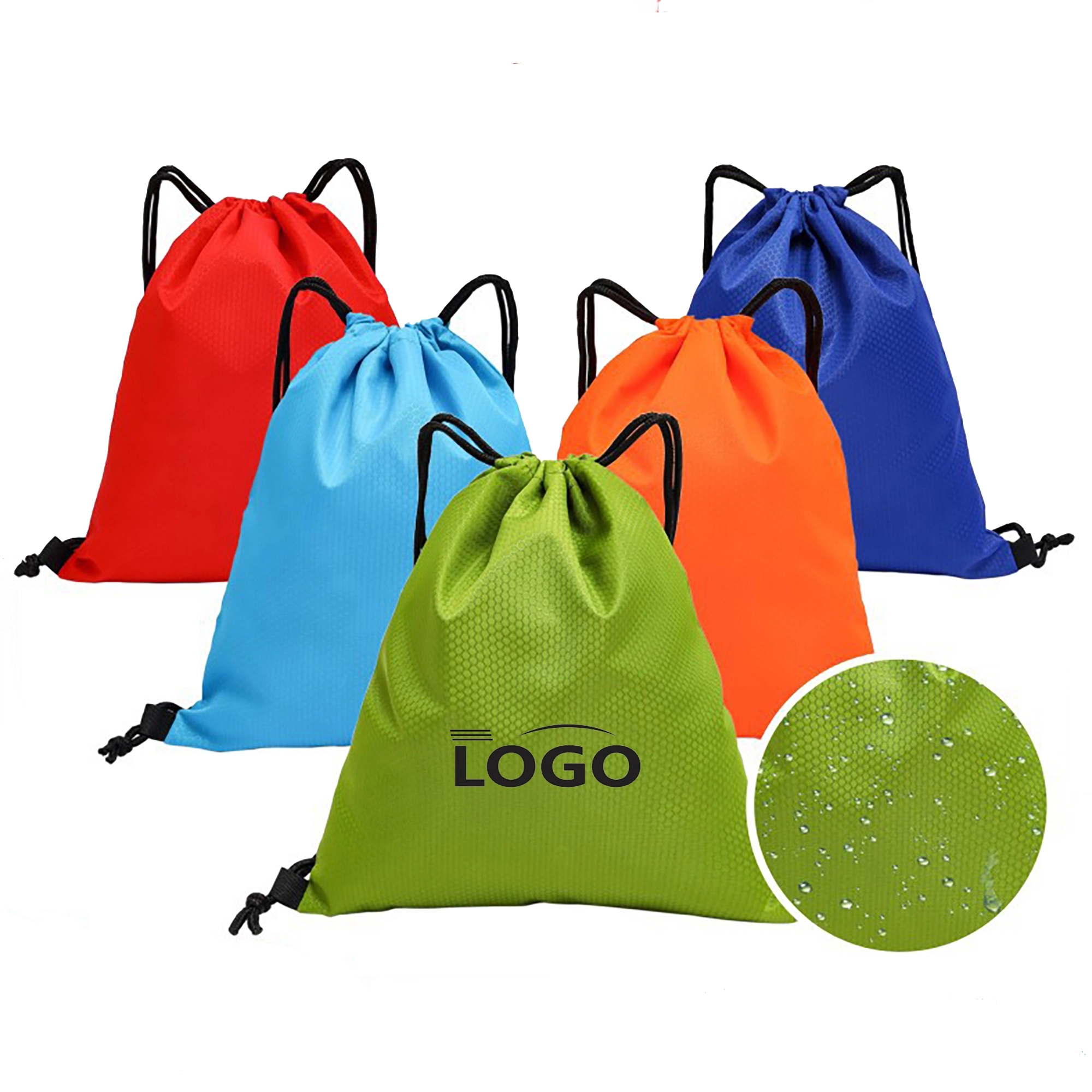 600D Soccer Pattern Polyester Drawstring Bag 3
