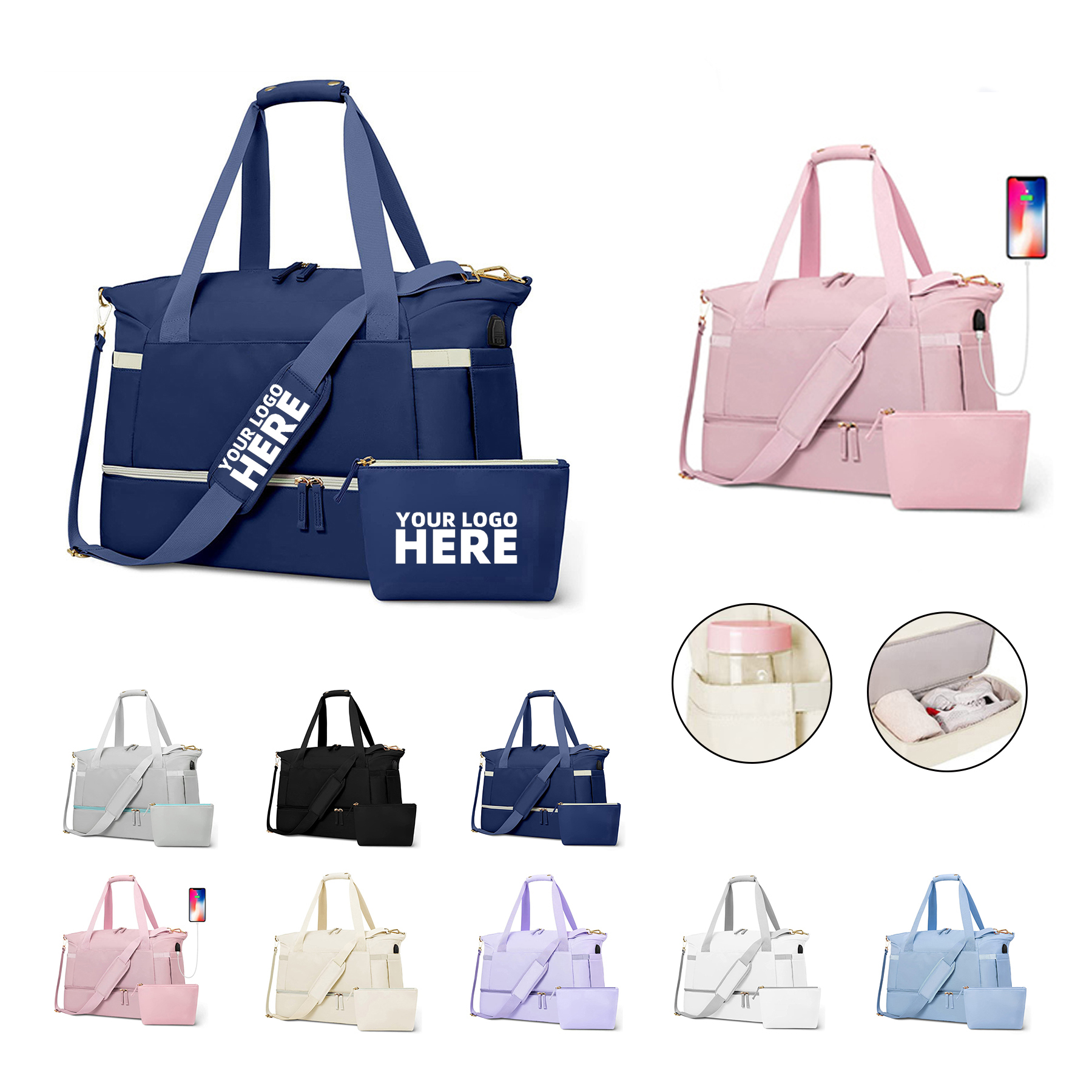 Sports Travel Duffel Bag With USB Charging Port 2