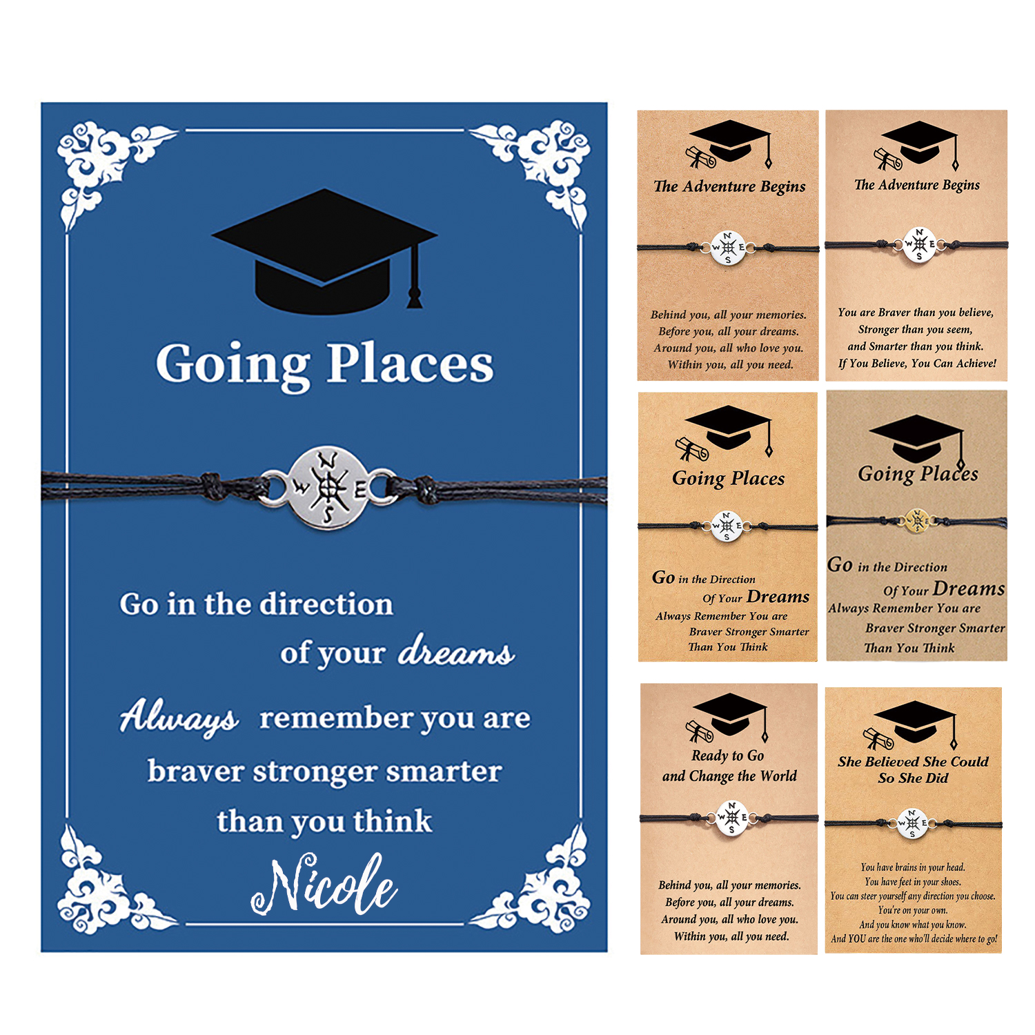 Graduation Compass Bracelet W/ Hollow Design 4