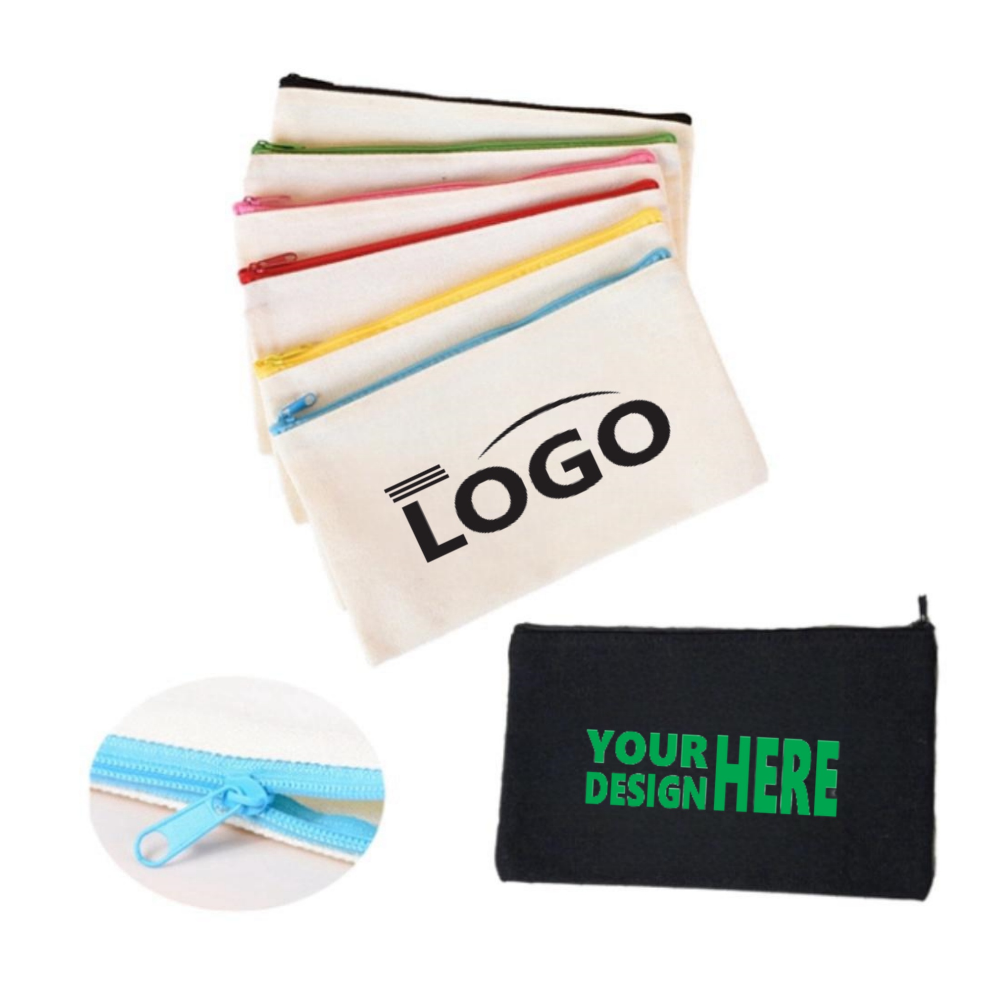 Top-Quality Canvas Pen Holder with a Colorful Zip Closure 2