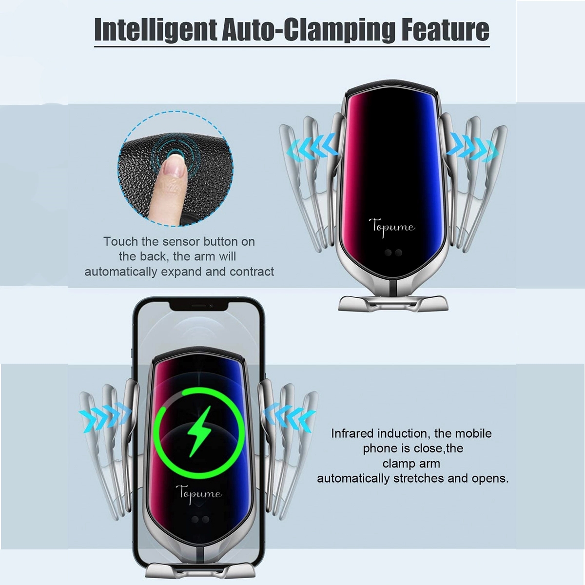 10W Qi Fast Charging Wireless Car Charger 2
