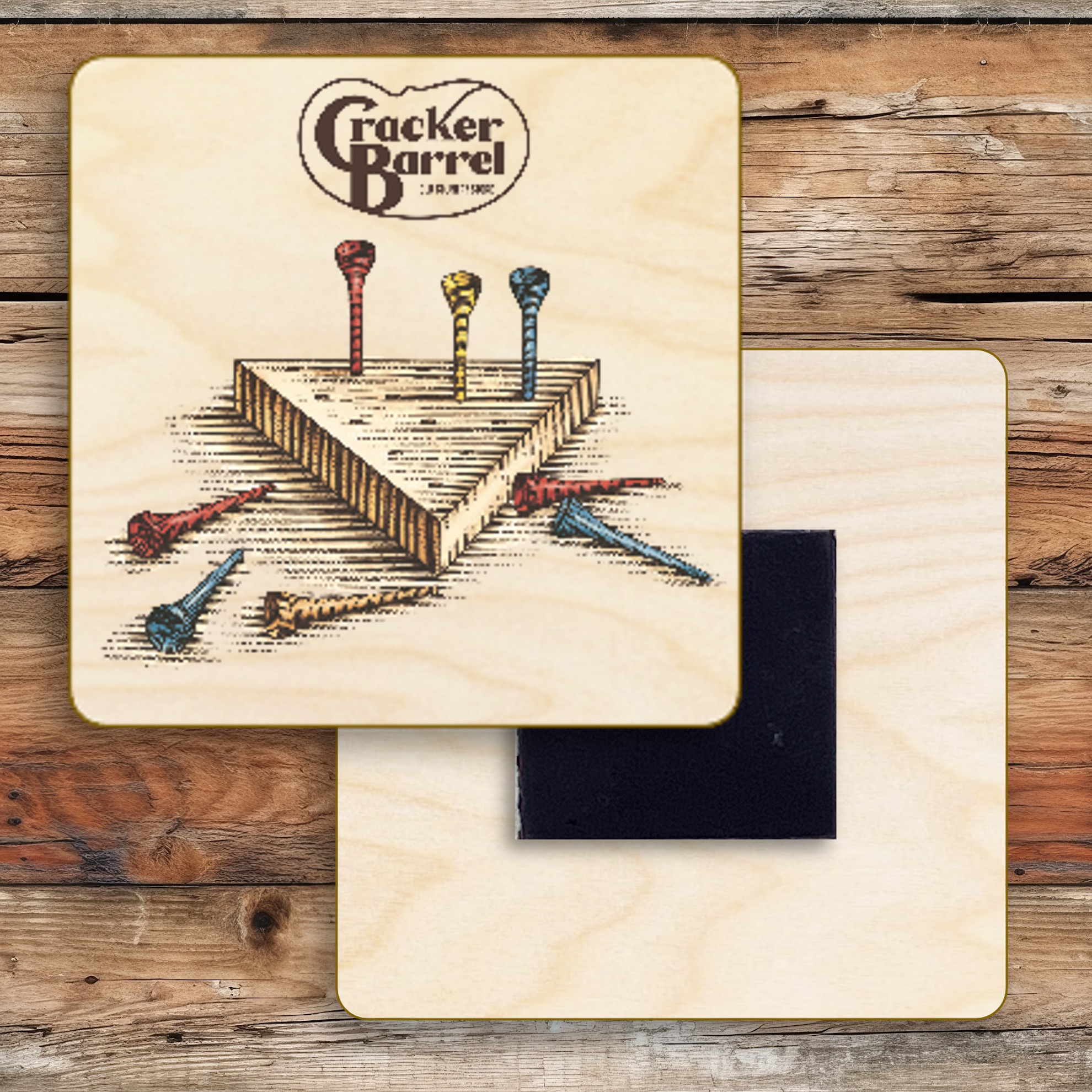 2" Square Wooden Magnet 2