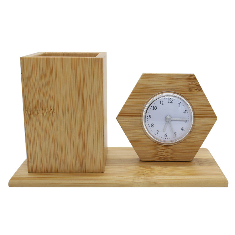Wooden Pen Holder With Digital Clock 2