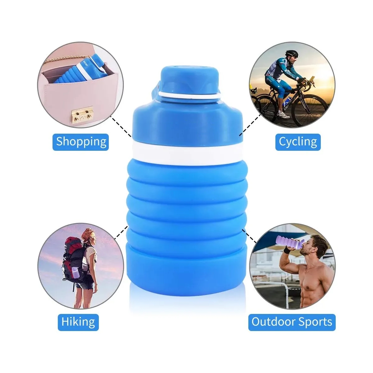 Reusable Leakproof Silicone Collapsible Sports Water Bottle 3