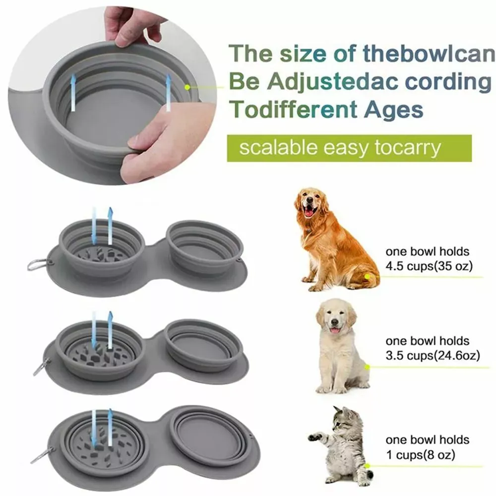 Portable Folding Double Pet Bowl 6