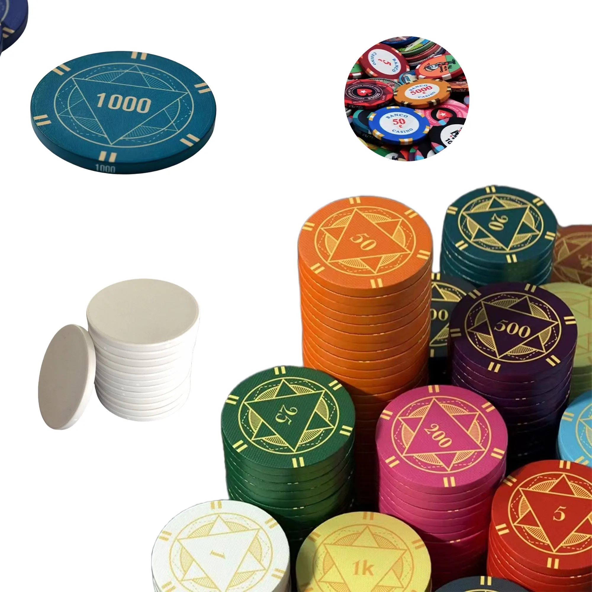 Full Color 1.5 in Ceramic Chip Token MOQ100 2