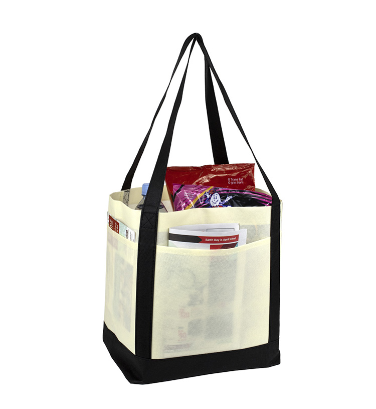 18"W x 12"H x 7" Gusset - "THE CRUISER" Faux Canvas 3-Pocket Value Tote 4