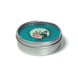 8 oz Tin Travel Candle Silver/Clear Lid with 4-C Imprint