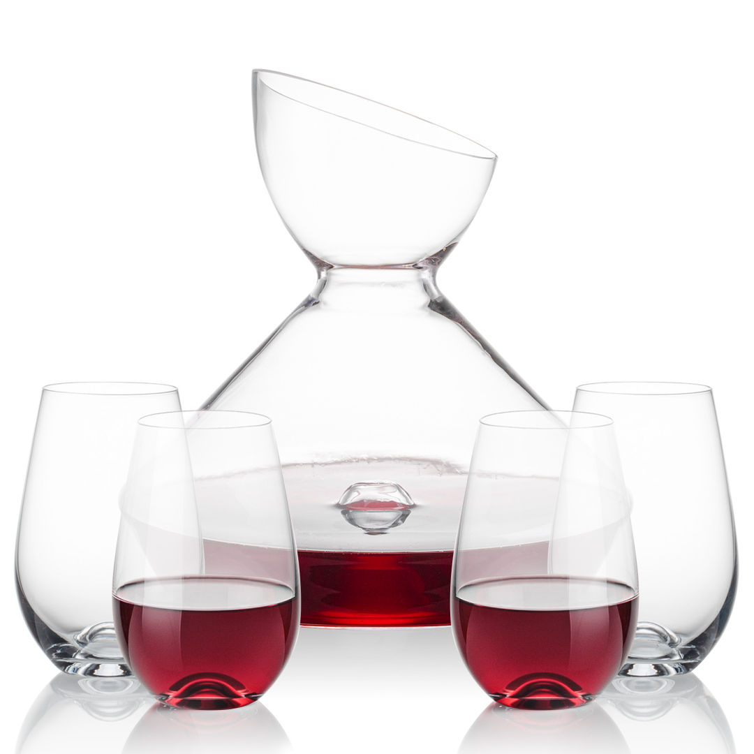 Woodbury Carafe & Boston Stemless Wine 1