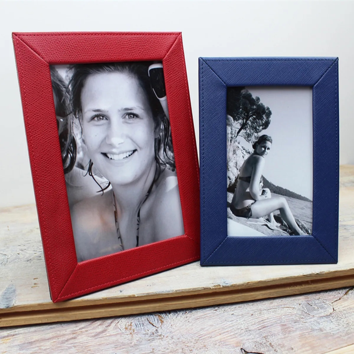 Leather Picture Photo Frame Leather Border Fabric Easel 2