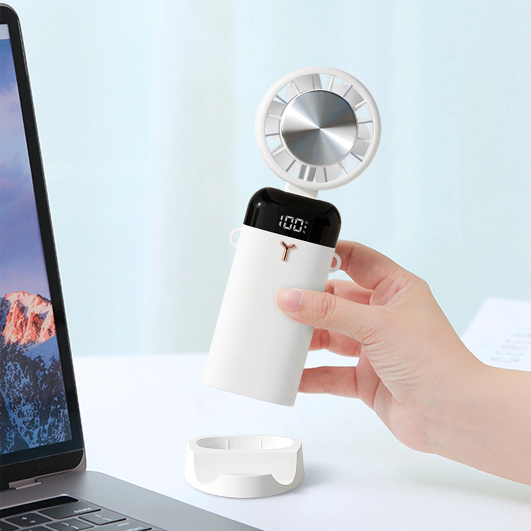 3600 mAh Digital Display Desktop Folding Phone Holder Fan 6