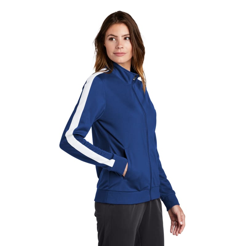 Sport-Tek Ladies Tricot Sleeve Stripe Track Jacket. 17