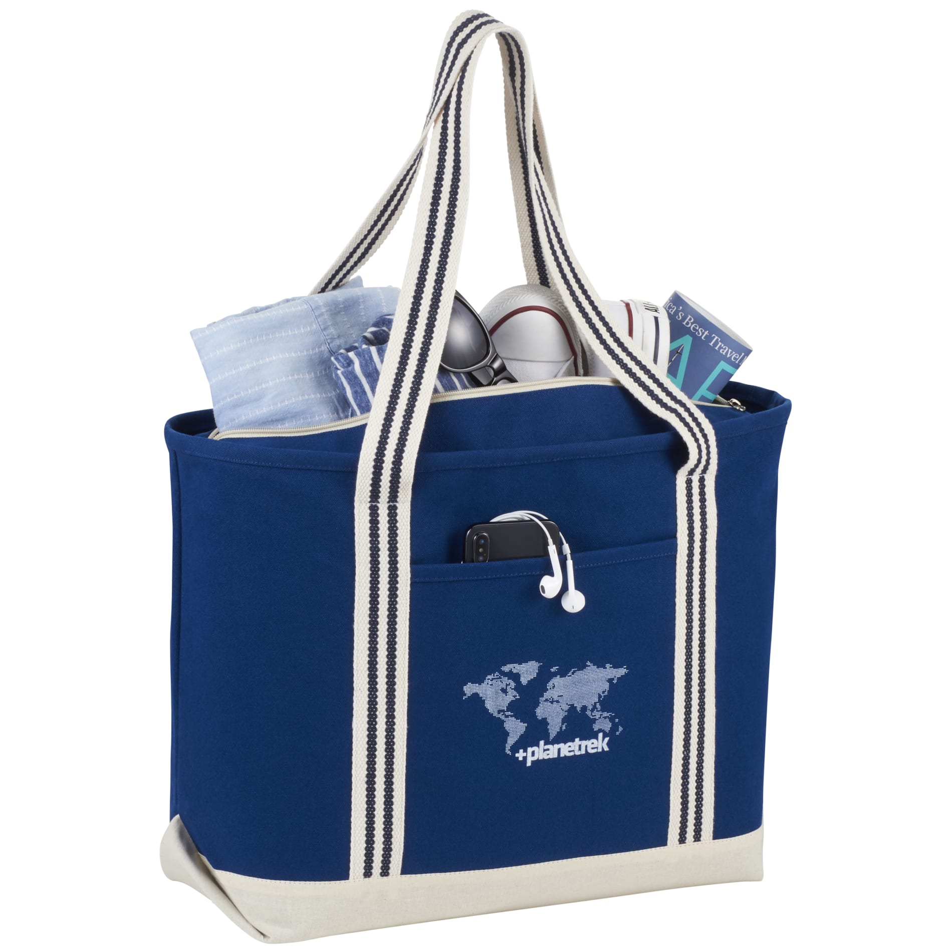 Atlantic Stripe 20oz Cotton Zippered Tote 22