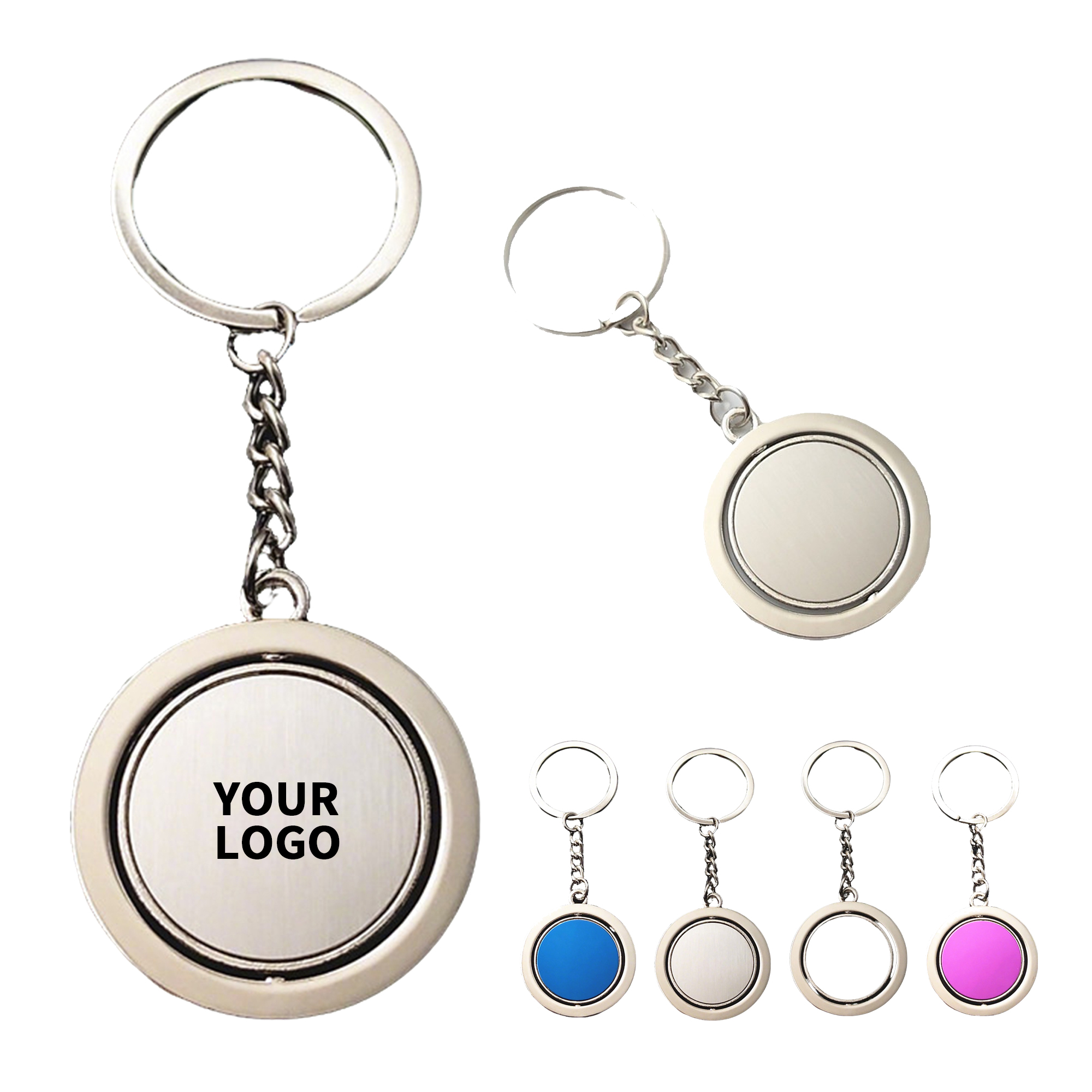 Zinc Alloy Rotatable Emblem Key Ring 3.6" Length 3