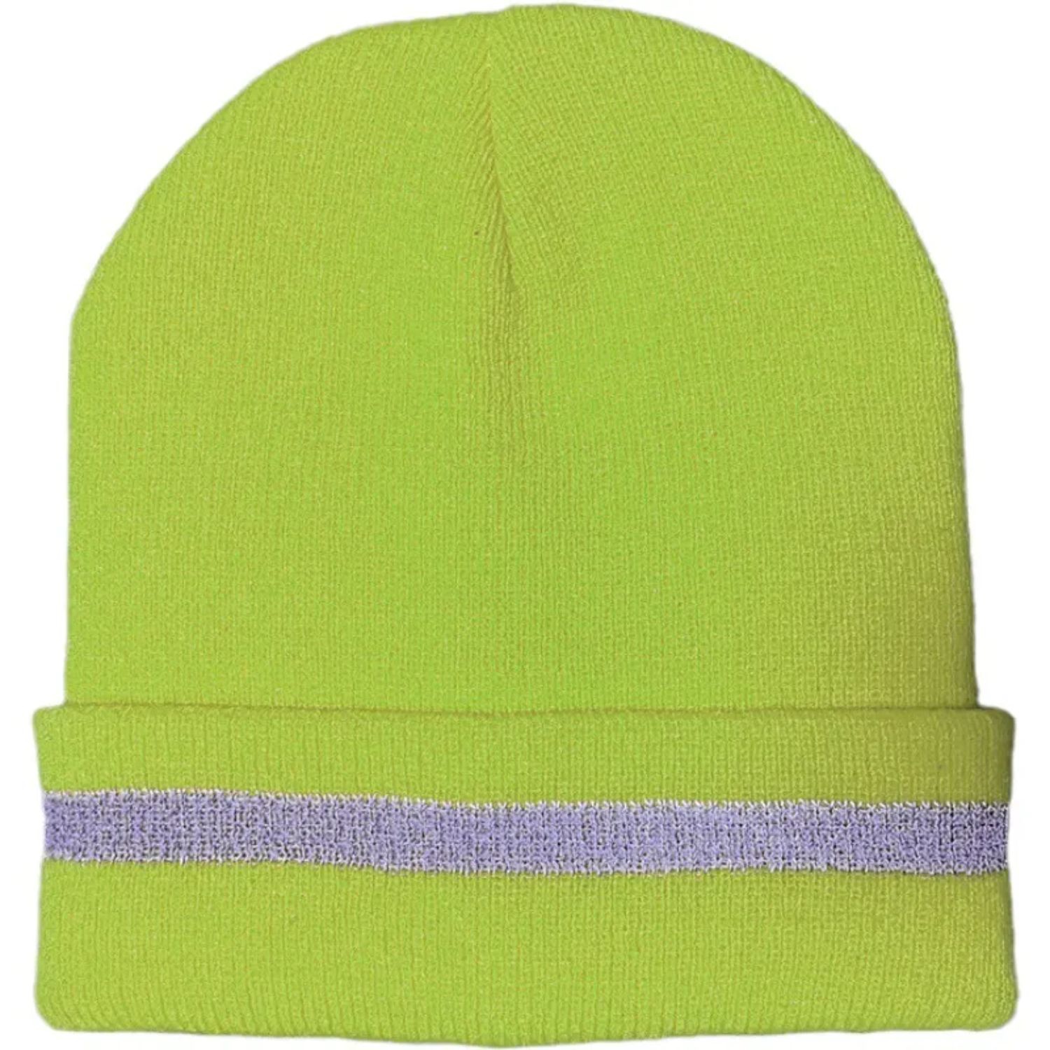 100% Acrylic Reflective Stripe Knitted Cuffed Safety Beanie