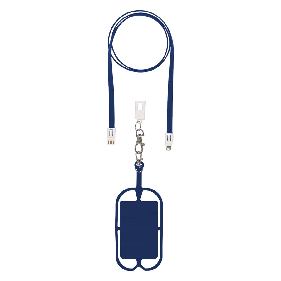 Adhesive Silicone Phone Wallet with Lanyard Attachment