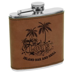 6 Oz. Laserable Leatherette Stainless Steel Flask, custom water bottle with logo imprint 5