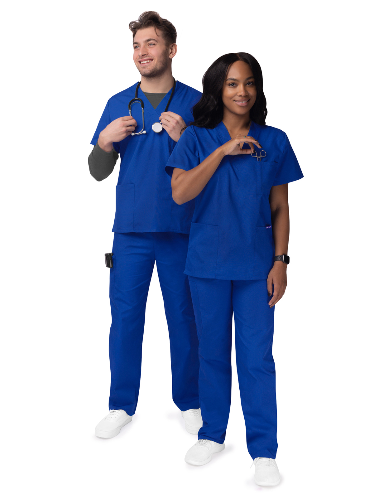 Adar - Sivvan - Unisex V-Neck Top Drawstring Pant Scrub Set 25