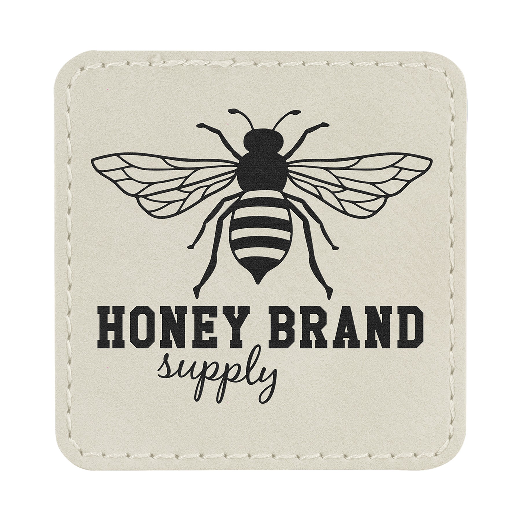 2" White Leatherette Square Patch with Adhesive