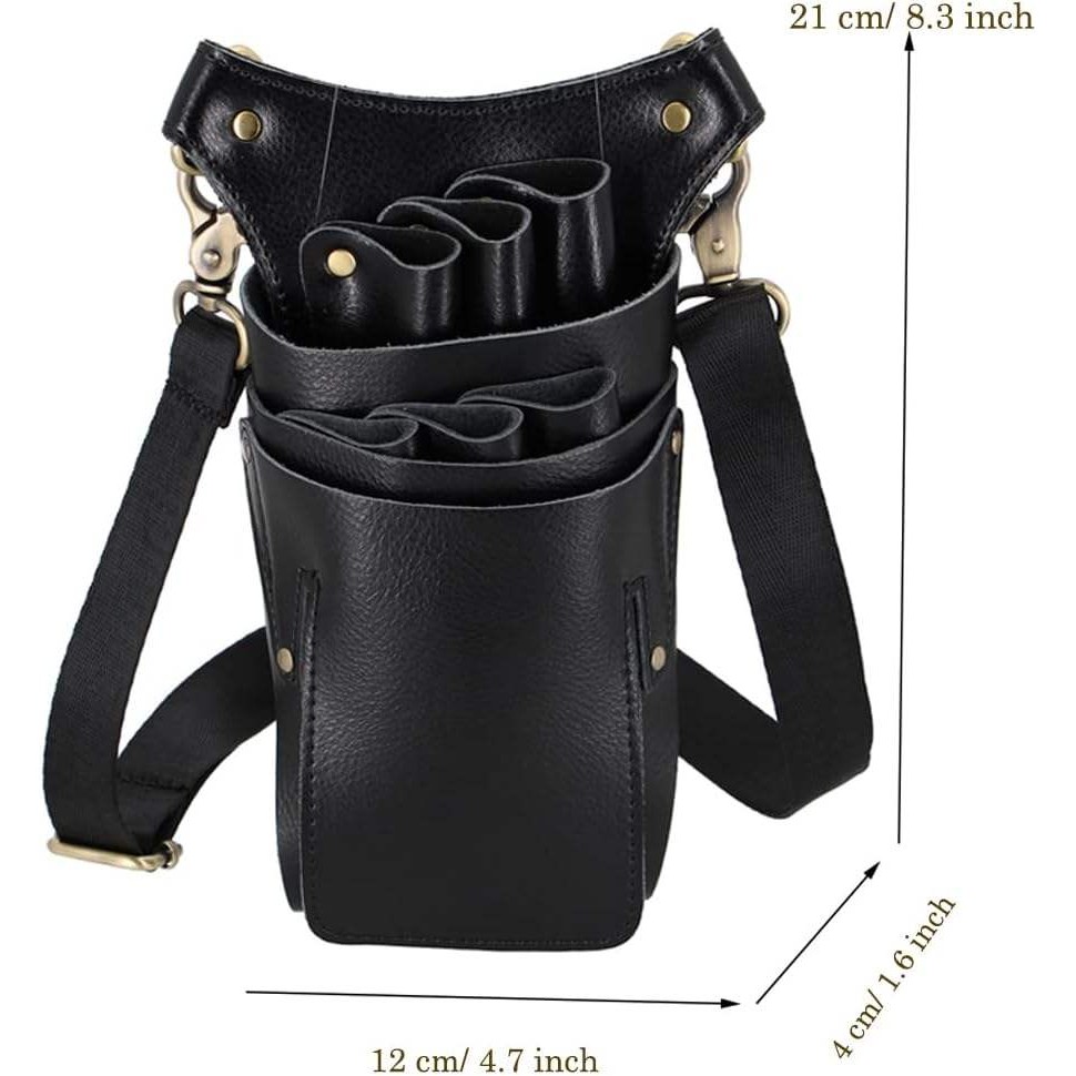 Scissors Pouch Cowhide Leather Salon Barber Hairdressing Scissors Holster Hair Stylist Tools Bag 2