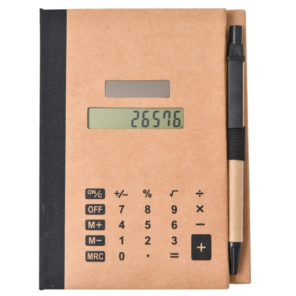 Recycled Solar Calculator with Pen, Notepad, & Flags 2
