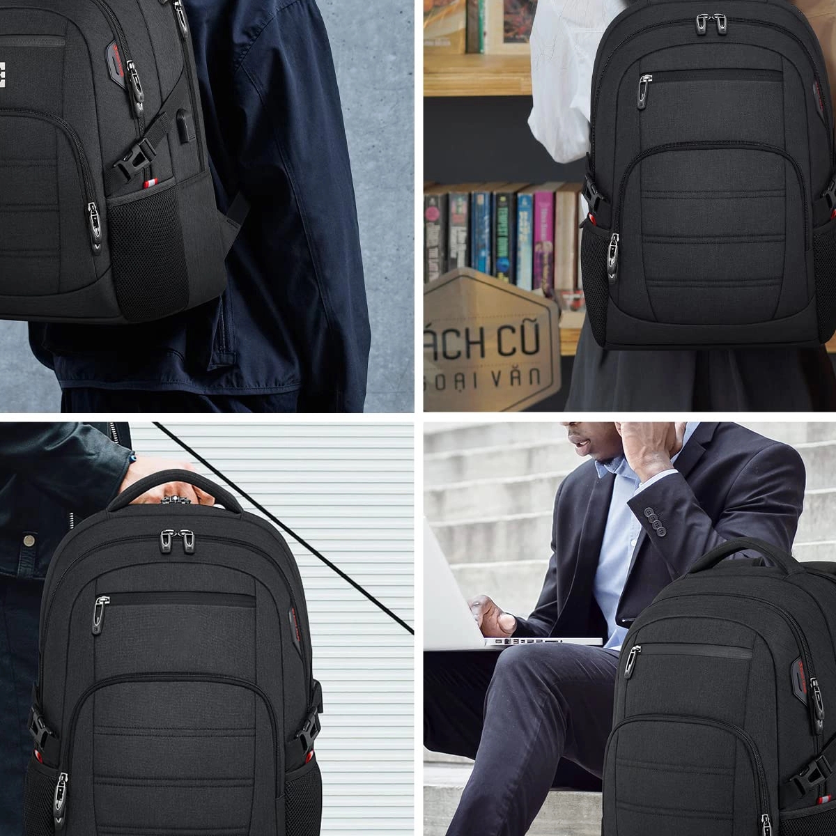 Travel Waterproof Laptop Backpack with USB Charging Port 8