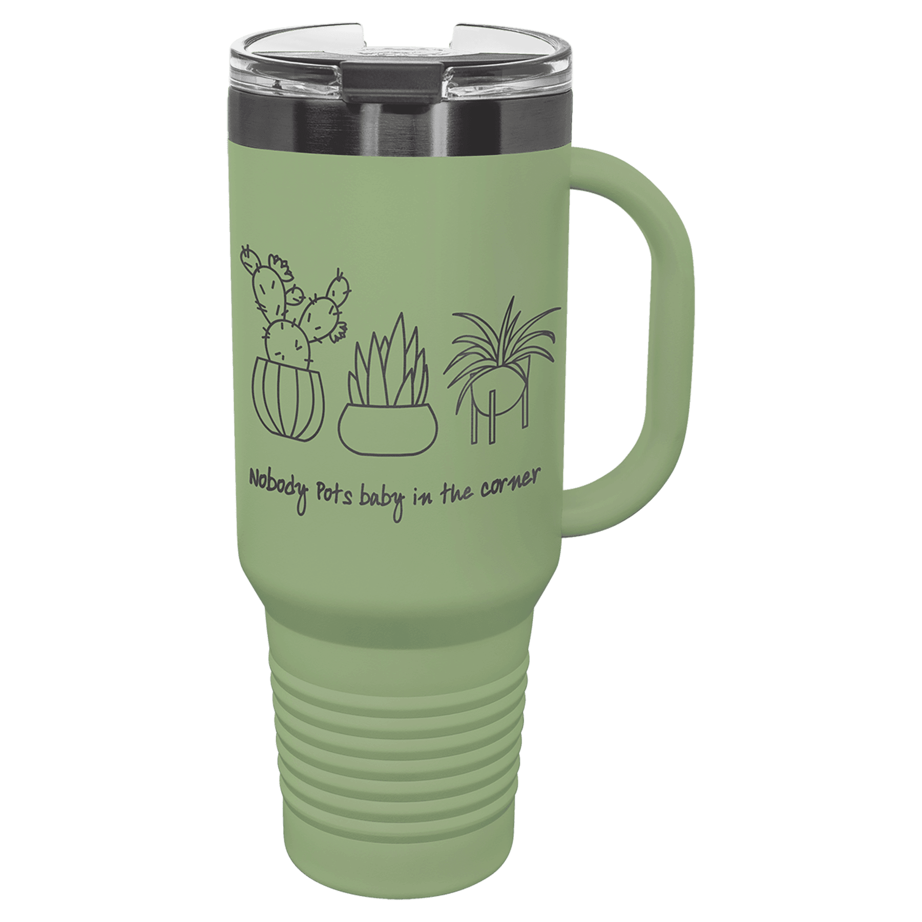 Polar Camel 40 oz. Summer Sage/Ghost Black ION-Plated Travel Mug with Handle, Straw Included 2