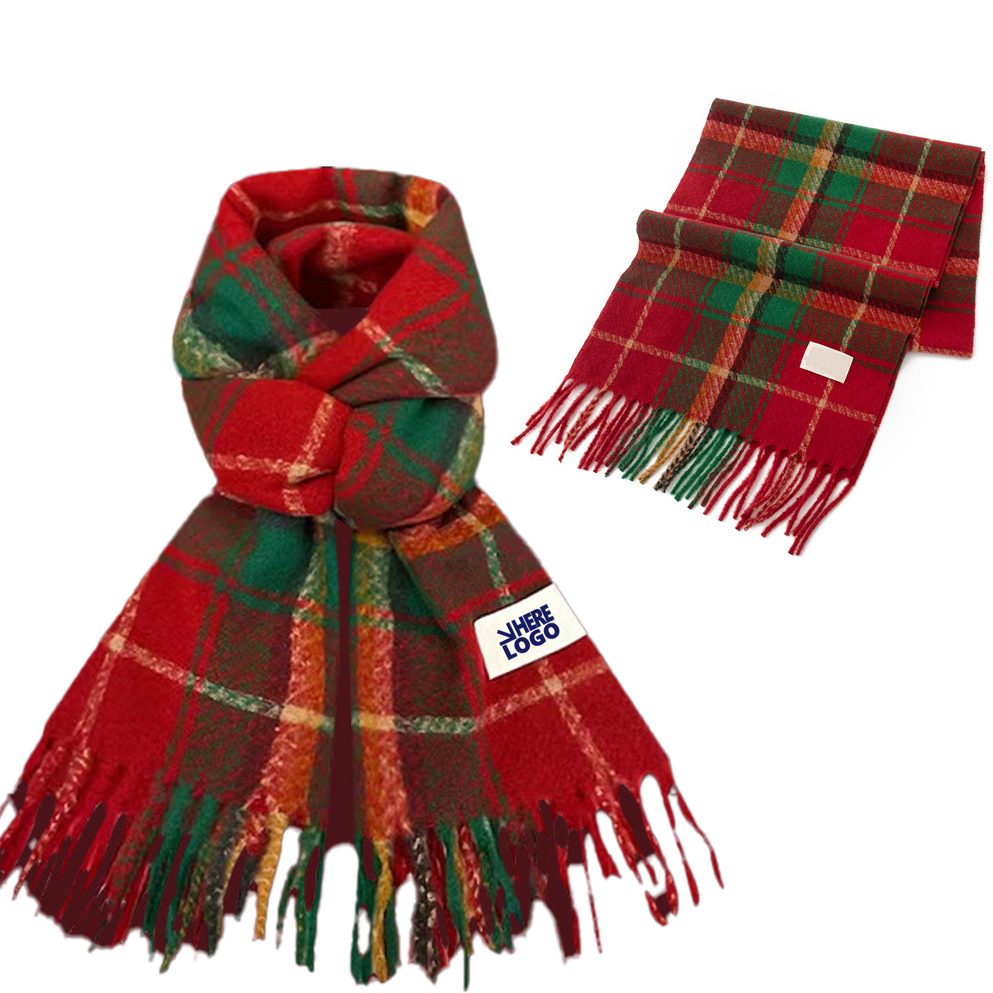 Plaid Feel Scarf Versatile Fashion Accessory Christmas Plush 3