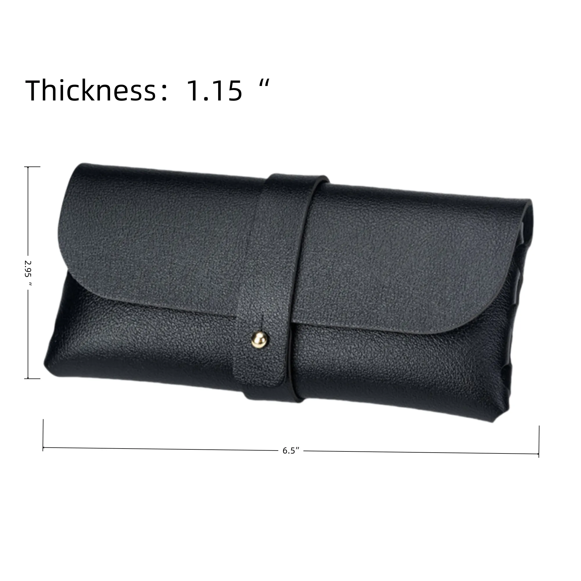 Black Leather Eyeglasses Case with PVC Buckle 4
