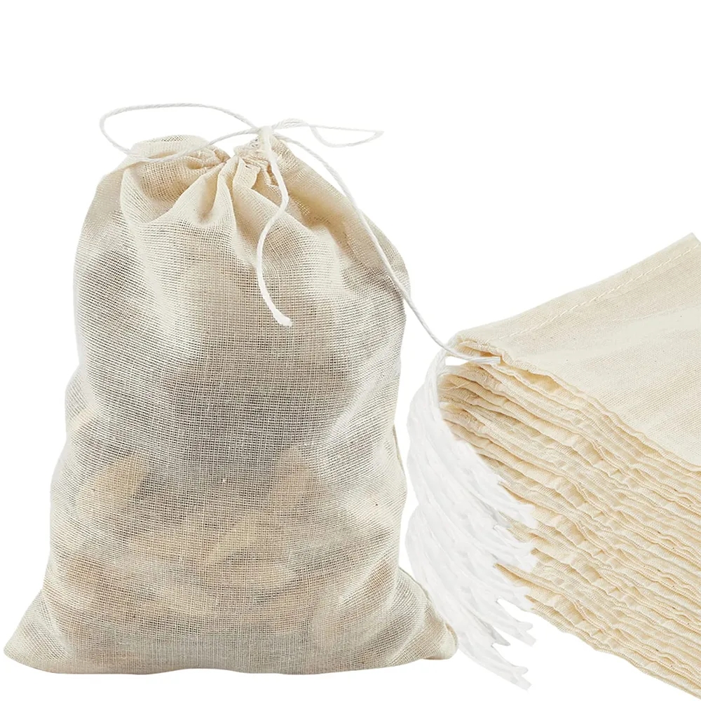 Muslin Cotton Drawstring Bags Reusable Empty Gift Pouch 3