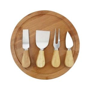 Round Wooden Cheese Board Set 2