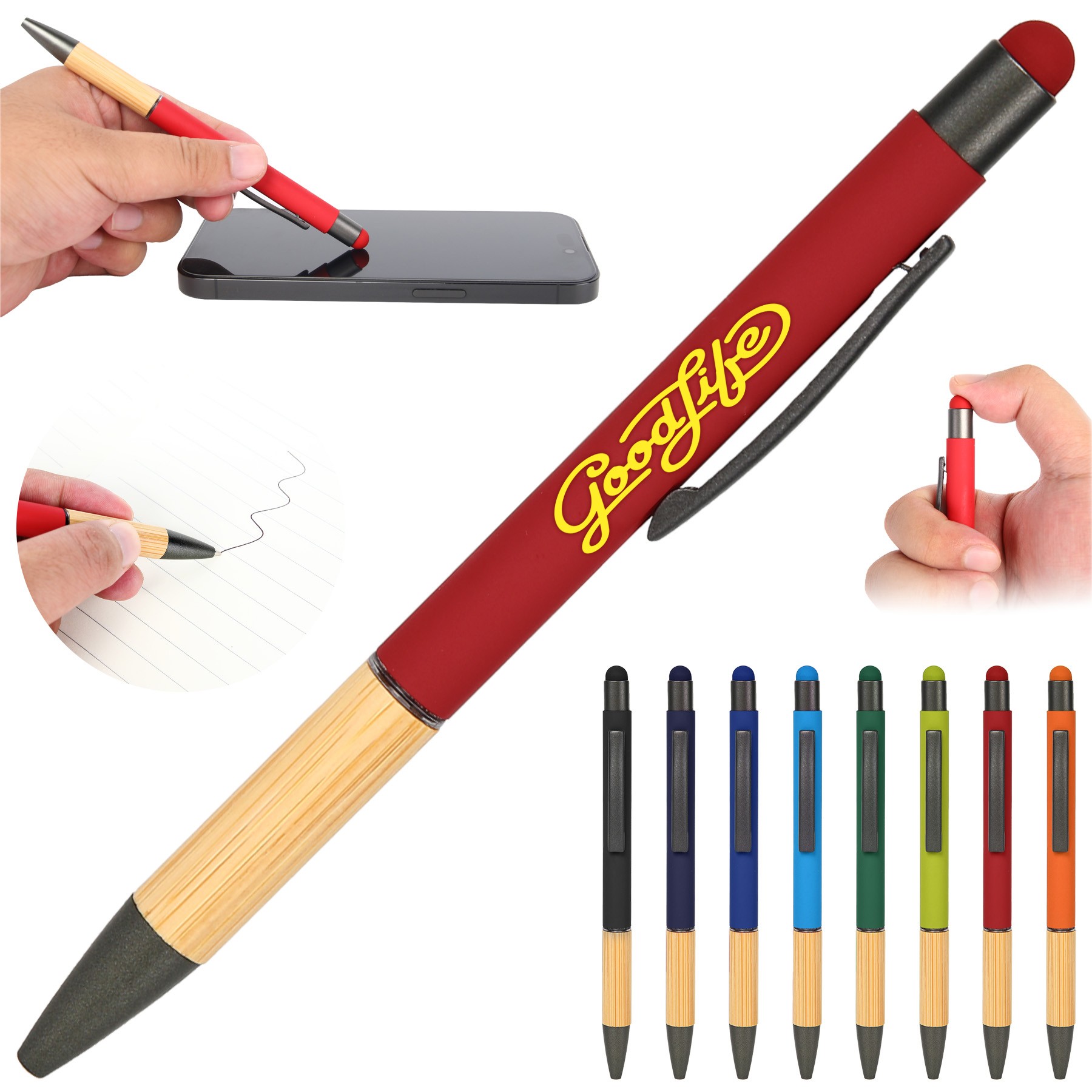 Eco-Friendly Bamboo And Metal Pen With Stylus 1