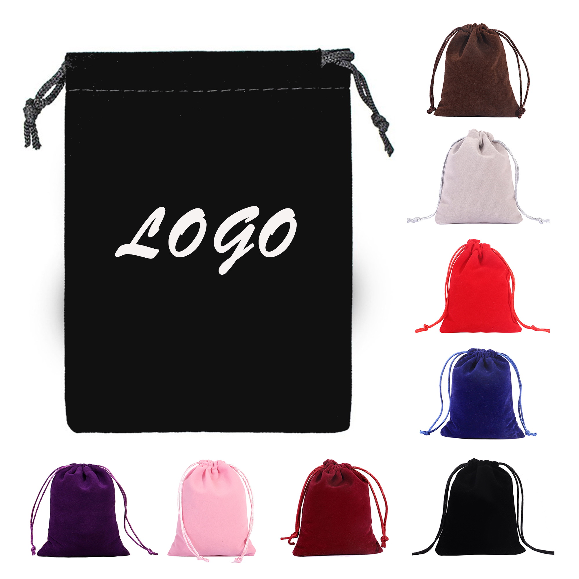 Drawstring Flocking Pouch Durable Jewelry Storage Bag 4