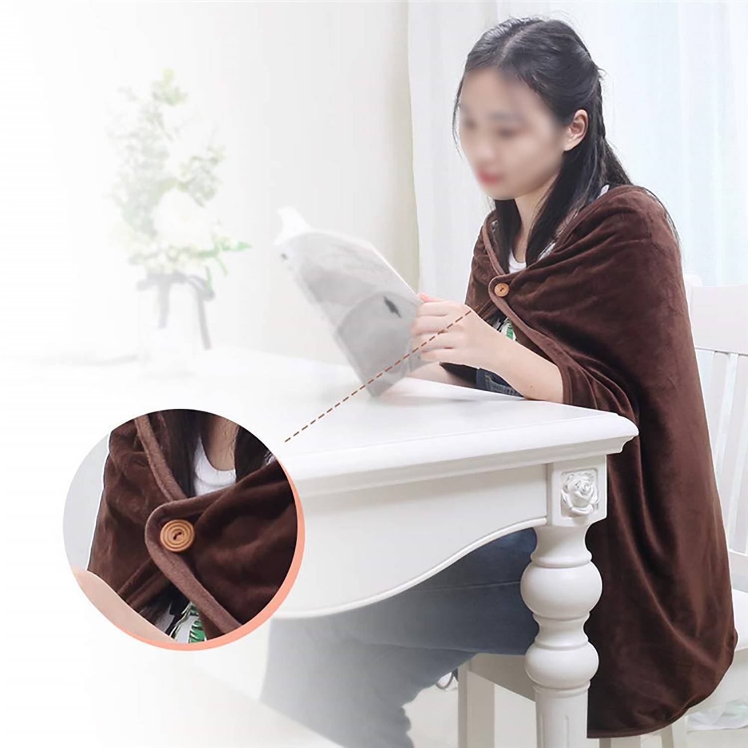 USB Electric Heated Flannel Blanket Wrap 4