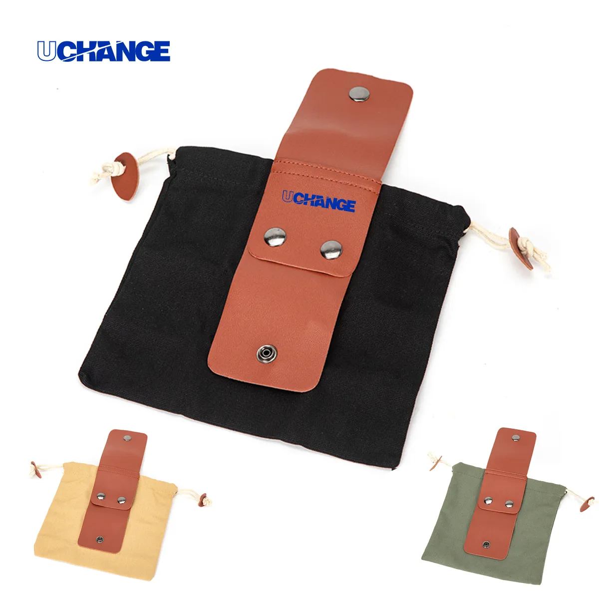 Foldable Canvas Foraging Belt Pouch With Drawcord 4