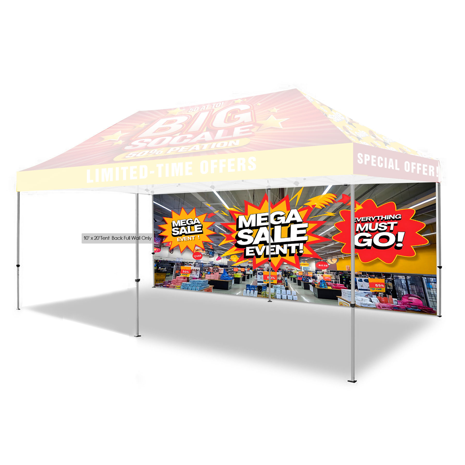 20' Full Color Custom Printed Tent Back Wall 3