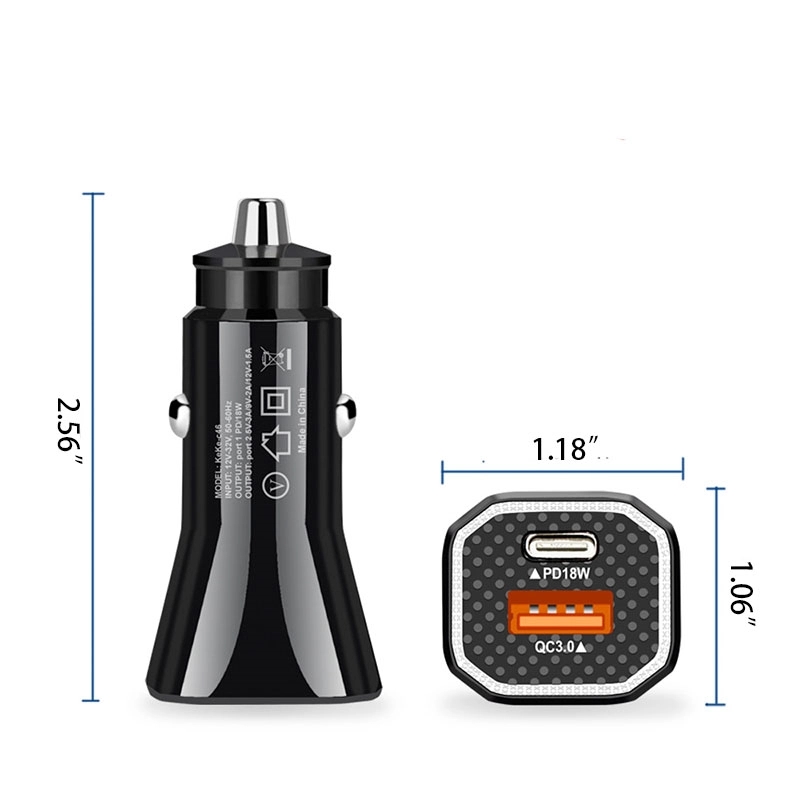 Custom Compact USB PD Dual Car Port Chargers 6
