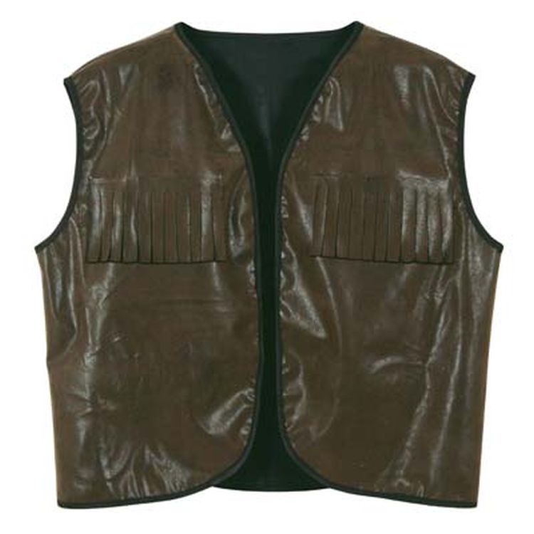 Faux Brown Leather Western Vest w/ Fringe