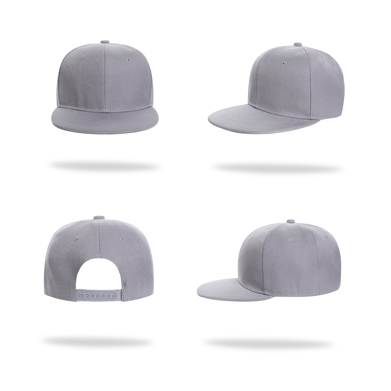 Stock Solid Color Polyester 6 Panel Cap w/Flat Visor & Snapback Fastener 11
