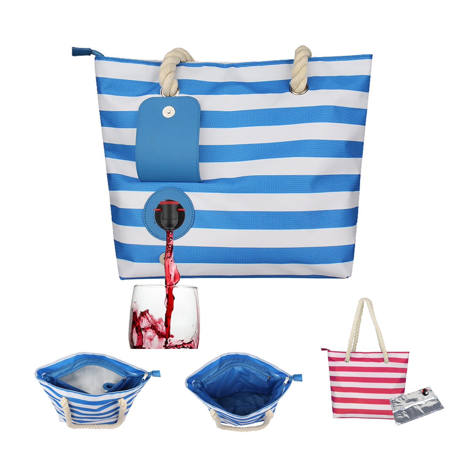 Insulated Portable Beach Wine Tote 4