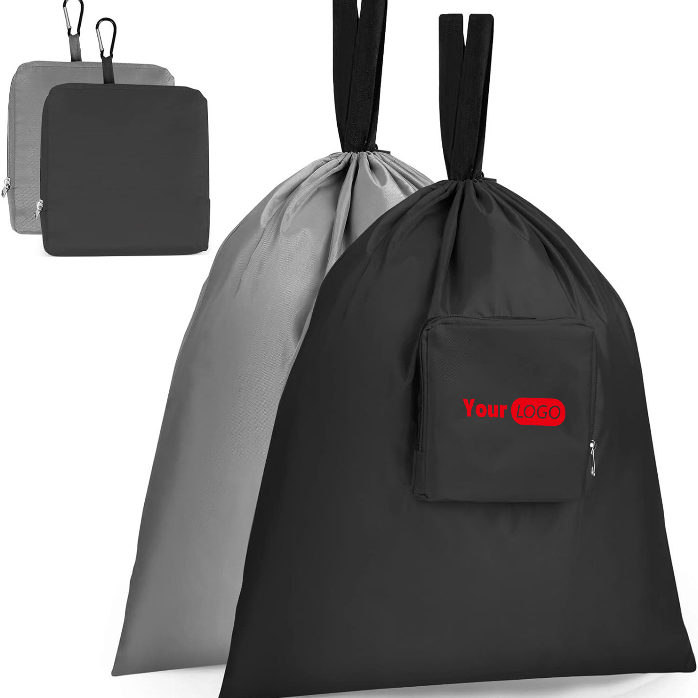 Oxford Durable Drawstring Storage Bag With Front Zipper Pocket 5