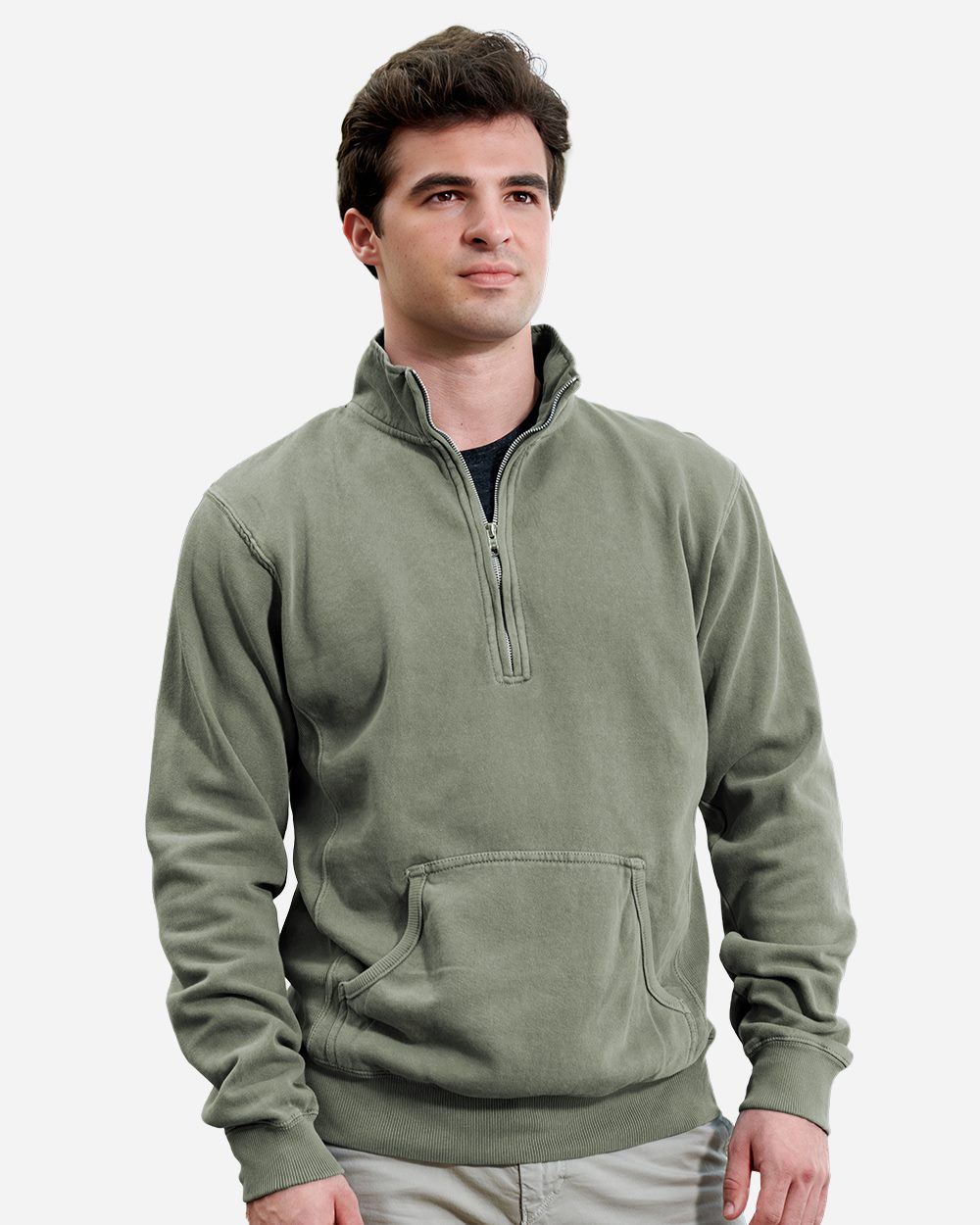 Unisex Pigment-Dyed Fleece Quarter-Zip Pullover - 8732 5