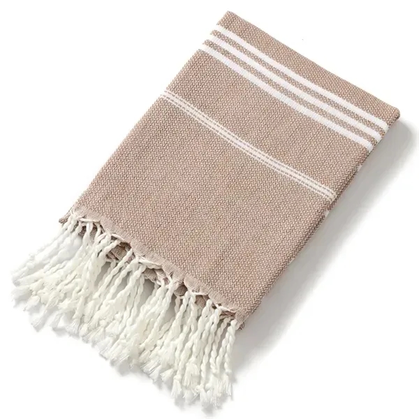 Fringed Jacquard Striped Bath Towel - Poly-Cotton Blend 16