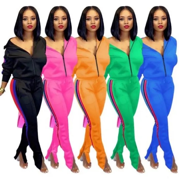 Custom Striped Womens Tracksuits 2