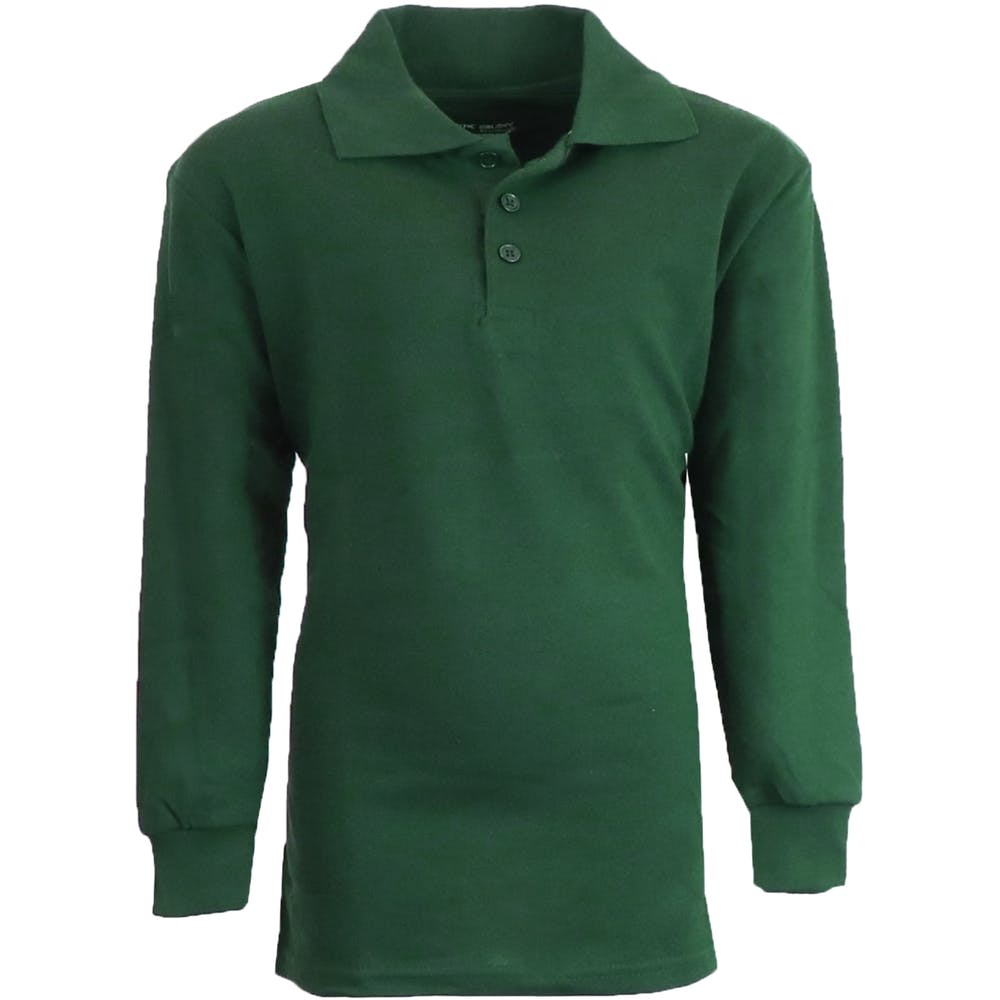 Boys' Uniform Polo Shirts - Sizes 16 - 20 Hunter Green Long Sleeve 2