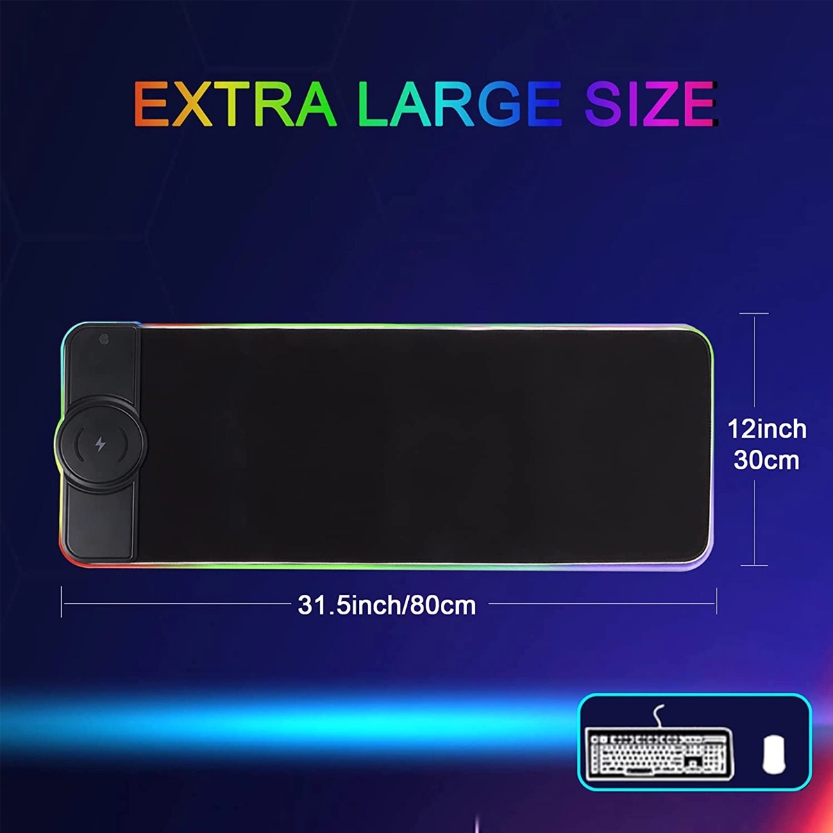 15W Wireless Charger Extended Large Gaming RGB Mouse Pad 7