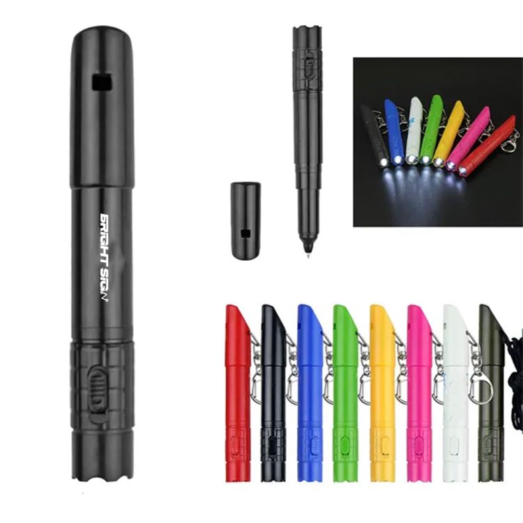 3-in-1 LED Flashlight Pen with Whistle and Keychain 1
